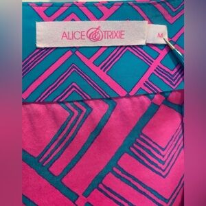 Alice & Trixie Silk Tunic Top Dress Pink Teal Geometric Boho Size M